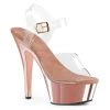 Pleaser 6" Clear/Rose Gold Ankle Strap Heels*