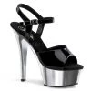 Pleaser Shoes 6" Black/Silver Ankle Strap High Heels*