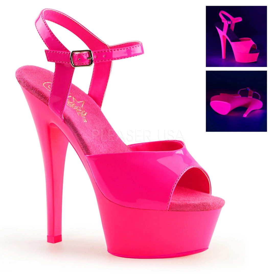 Pleaser Glow In The Dark & Neon 6" Hot Pink Ankle Strap Pumps* 3 Pleaser Glow In The Dark & Neon 6" Hot Pink Ankle Strap Pumps*