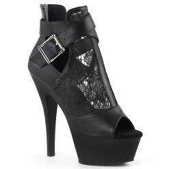 Pleaser 6" Heel Black Faux Leather Buckle* Shoes