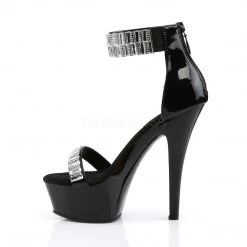Pleaser 6" Black Ankle Cutoff Sandal W/ Rhinestones* 7 Pleaser 6