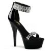 Pleaser 6" Black Ankle Cutoff Sandal W/ Rhinestones*
