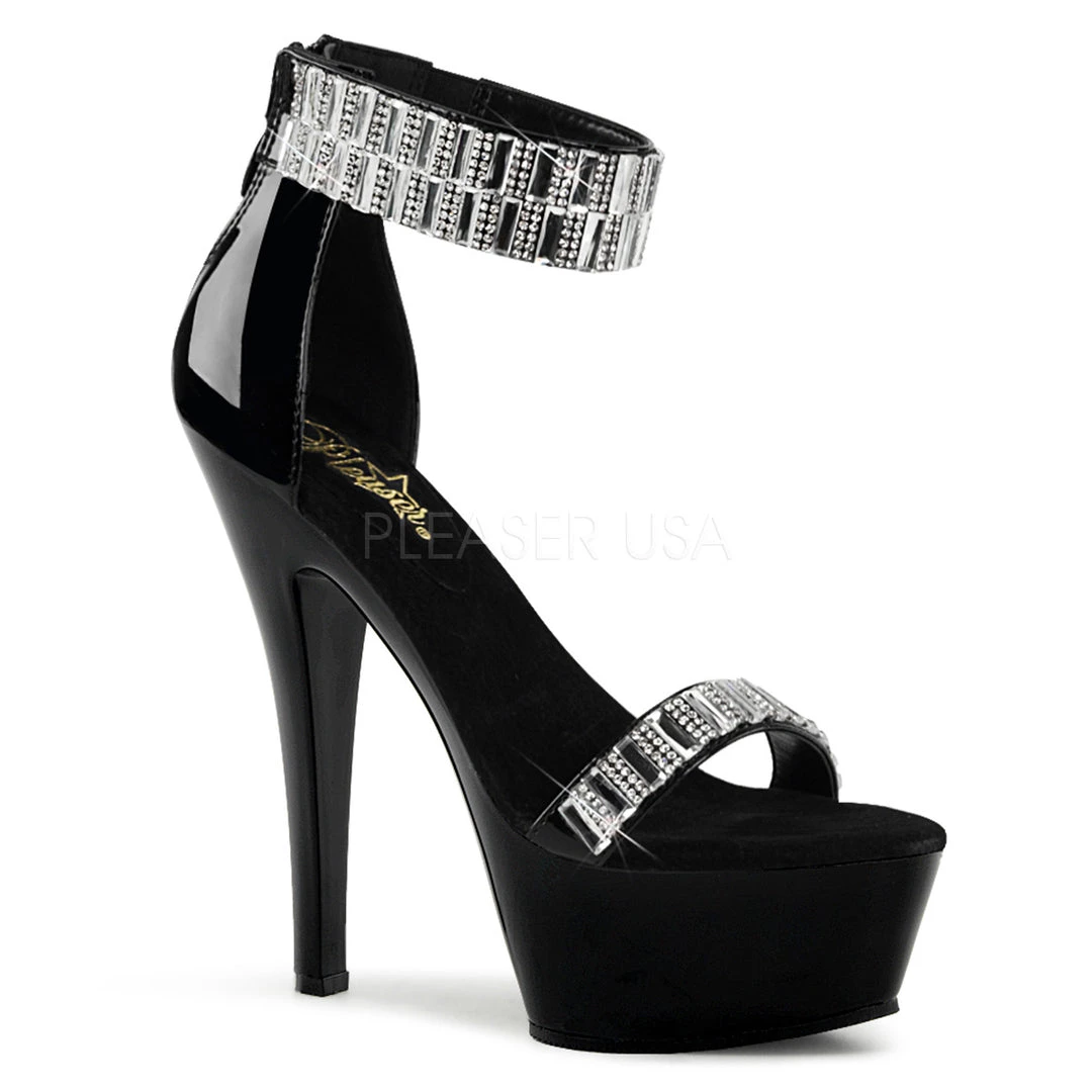 Pleaser 6" Black Ankle Cutoff Sandal W/ Rhinestones* 3 Pleaser 6" Black Ankle Cutoff Sandal W/ Rhinestones*