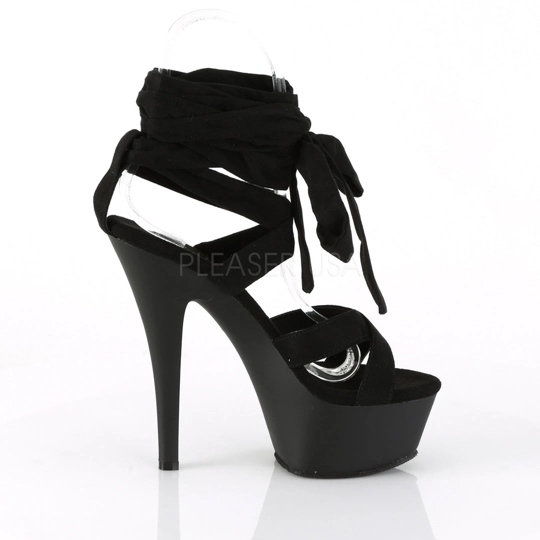 Pleaser 6" Heel Black Lace-Up Sandal* 6 Pleaser 6" Heel Black Lace-Up Sandal*