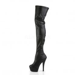 Pleaser 6" Heel Black Platform Stretch Thigh High Boots* 7 Pleaser 6
