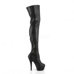 Pleaser 6" Heel Black Platform Stretch Thigh High Boots* 9 Pleaser 6