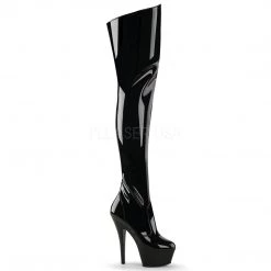 Pleaser Shoes 6" Heel Black Platform Thigh High Boots*