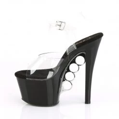 Pleaser 7 Inch Clear/Black Ankle Strap Heels* Shoes