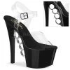 Pleaser 7 Inch Clear/Black Ankle Strap Heels* Shoes