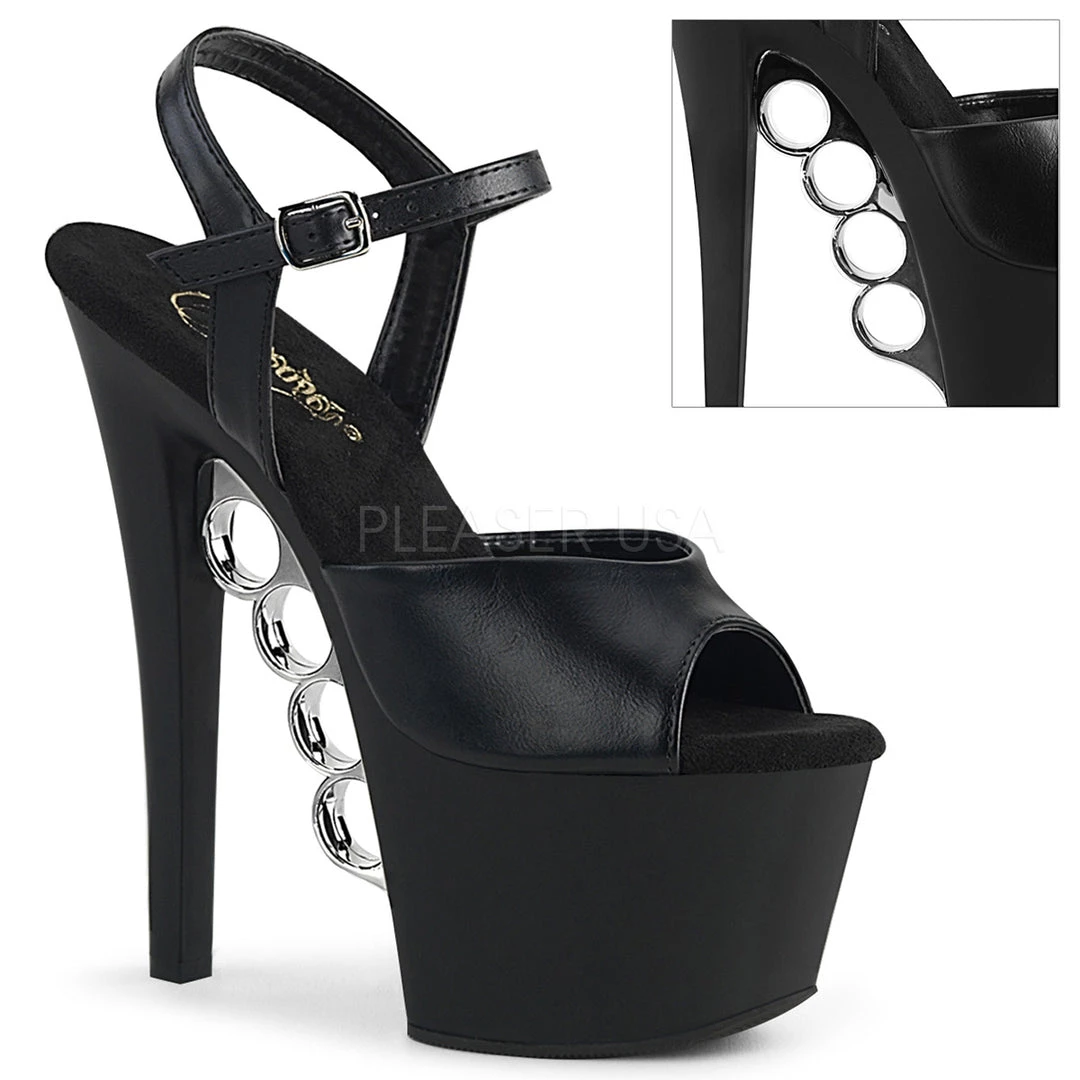Pleaser 7" Heel Black Faux Leather Platforms* Shoes 3 Pleaser 7" Heel Black Faux Leather Platforms* Shoes