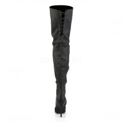 Pleaser 5" Heel Black Thigh Boot W/ Lacing Detail Boots* 8 Pleaser 5