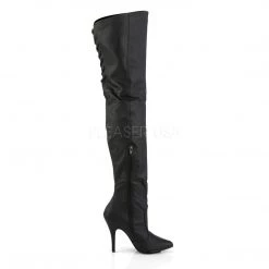 Pleaser 5" Heel Black Thigh Boot W/ Lacing Detail Boots* 9 Pleaser 5