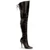 Pleaser 5" Heel Black Thigh Boot W/ Lacing Detail Boots*