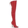Pleaser Shoes 5" Heel Red Lacing Detail Thigh High Boots*