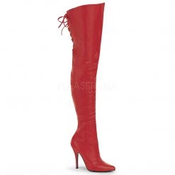 Pleaser Shoes 5" Heel Red Lacing Detail Thigh High Boots*