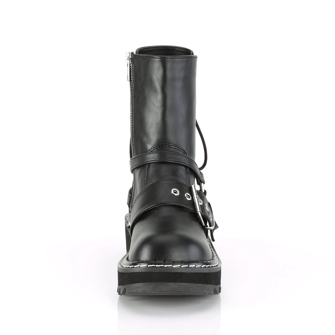Demonia Shoes Black Vegan Leather 1.3" Platform Rear Lace Boots* 4 Demonia Shoes Black Vegan Leather 1.3" Platform Rear Lace Boots*