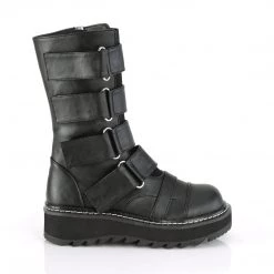 Demonia Black Vegan Leather 1.3" Platform Calf High Boots* Shoes