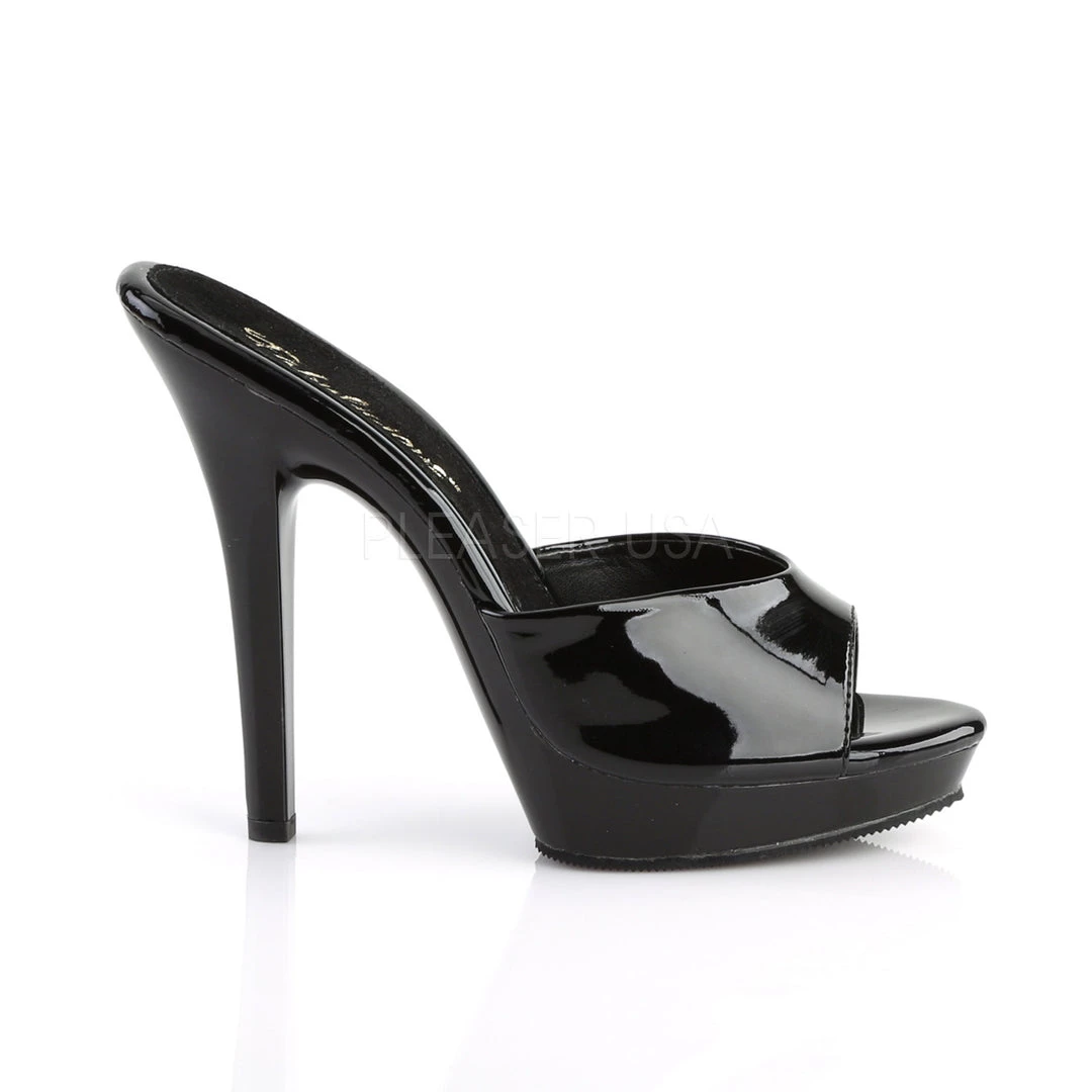 Fabulicious 5" Heel Black Platform Slide Shoes 6 Fabulicious 5" Heel Black Platform Slide Shoes