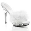 Fabulicious Shoes White Satin-Fur 5" Heel Platform Marabou Slipper