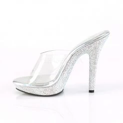 Fabulicious 5" Heel Clear/Silver Platform Slide