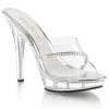 Fabulicious Shoes 5" Heel Clear Platform Slide W/ Rhinestone Band