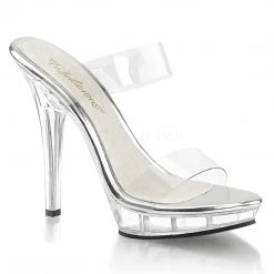 Fabulicious 5" Heel Clear Platform Slide W/ Dual Band Shoes