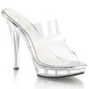 Fabulicious 5" Heel Clear Platform Two Band Slide Shoes