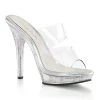 Fabulicious 5" Heel Clear Platform Dual Band Slide W/ Glitter Shoes