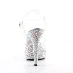 Fabulicious 5" Heel Clear/Silver Platform Ankle Strap Sandal W/ Rhinestones 8 Fabulicious 5