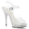 Fabulicious Shoes 5" Heel Clear Platform Ankle Strap Sandal W/ Mini Glitter