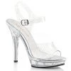 Fabulicious 5" Heel Clear Platform Shoes W/ Ankle Strap Sandal & Mini Glitter
