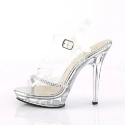 Fabulicious 5" Heel Clear Ankle Strap Sandal W/ Rhinestones Shoes