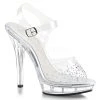Fabulicious 5" Heel Clear Ankle Strap Sandal Shoes W/ Rhinestones