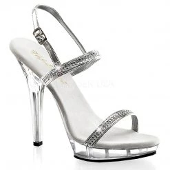 Fabulicious 5" Heel Silver Metallic Platform Sandal Shoes