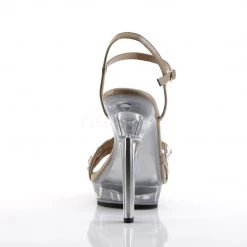 Fabulicious 5" Heel Taupe/Clear Platform Ankle Strap Sandal Shoes 8 Fabulicious 5