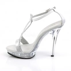 Fabulicious 5" Heel Silver Satin Platform Ankle Strap Sandal Shoes