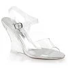Fabulicious Shoes 4" Heel Clear Ankle Strap Wedge Sandal