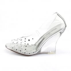 Fabulicious 4" Heel Clear Peep Toe Wedge Pump Shoes