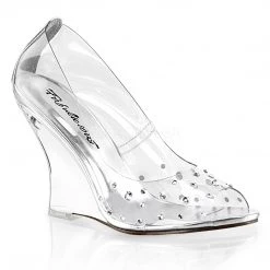 Fabulicious 4" Heel Clear Peep Toe Wedge Pump Shoes