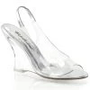 Fabulicious 4" Heel Clear/Silver Sling Back Wedge Sandal Shoes