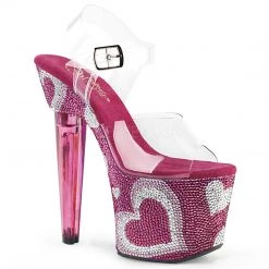 Pleaser Shoes Heel Clear/Hot Pink Ankle Strap Platforms*