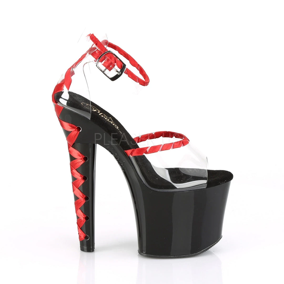 Pleaser 7" Heel Red/Black Ankle Strap Platforms* Shoes 6 Pleaser 7" Heel Red/Black Ankle Strap Platforms* Shoes