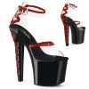 Pleaser 7" Heel Red/Black Ankle Strap Platforms* Shoes