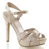 Fabulicious 4.75" Heel Champagne Satin Platform Ankle Strap Sandal Shoes