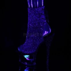 Pleaser Shoes 7" Heel Black/Purple Glitter Platform Booties*