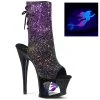 Pleaser Shoes 7" Heel Black/Purple Glitter Platform Booties*