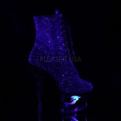 Pleaser 7" Heel Black/Purple Glitter Lace-Up Booties* Shoes 9 Pleaser 7
