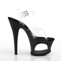 Pleaser Sexy 7" Clear/Black Ankle Strap Heels* 9 Pleaser Sexy 7