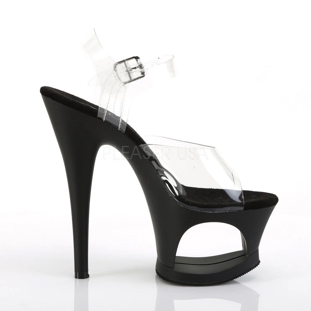 Pleaser Sexy 7" Clear/Black Ankle Strap Heels* 6 Pleaser Sexy 7" Clear/Black Ankle Strap Heels*