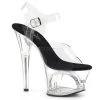 Pleaser Sexy 7" Clear/Black Ankle Strap Pumps*